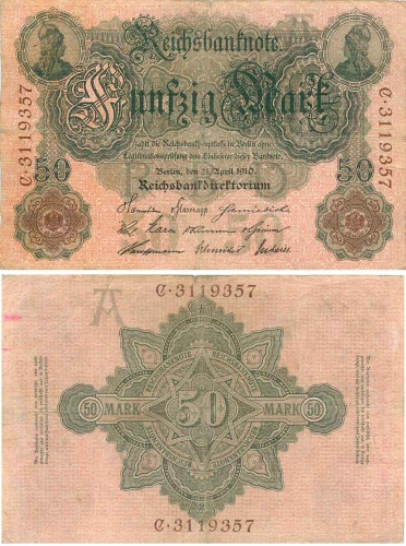 50 Mark Reichsbanknote 21. April 1910 