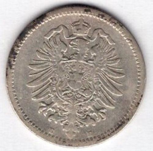 50 Pfennig 1876 D Deutsches Kaiserreich Silbermünze 