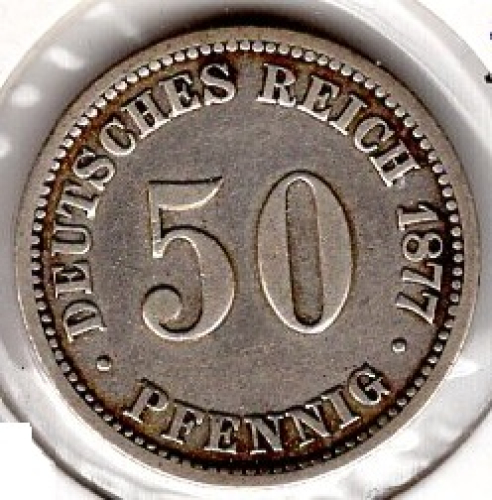 50 Pfennig 1877 B Deutsches Kaiserreich Silbermünze