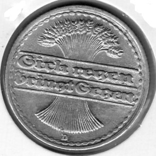50 Pfennig 1920 D ​​Weimar Republic