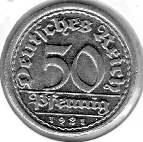 50 Pfennig 1921 G ​​Weimar Republic