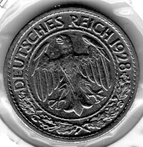 50 Reichspfennig 1928 G Weimar Republic