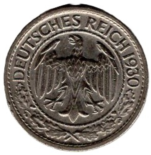 50 Reichspfennig 1930 D Weimarer Republik