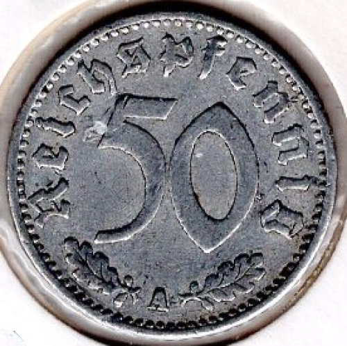 50 Reichspfennig 1940 A Third Reich with Swastika