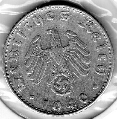 50 Reichspfennig 1940 B Third Reich with Swastika