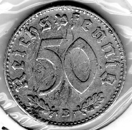 50 Reichspfennig 1940 B Third Reich with Swastika