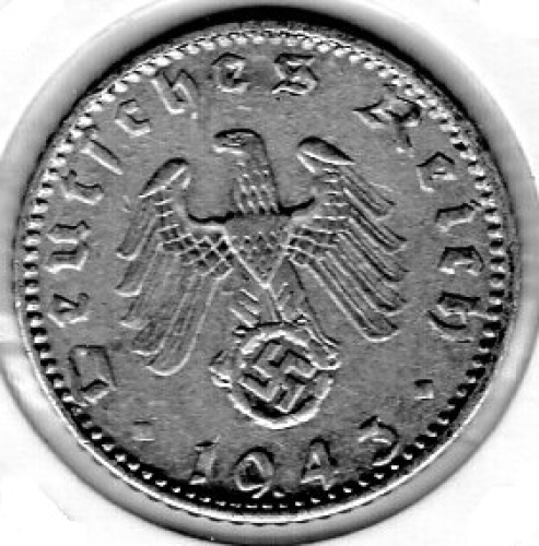 50 Reichspfennig 1943 A Third Reich with Swastika
