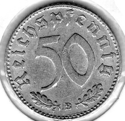 50 Reichspfennig 1944 B Third Reich with Swastika