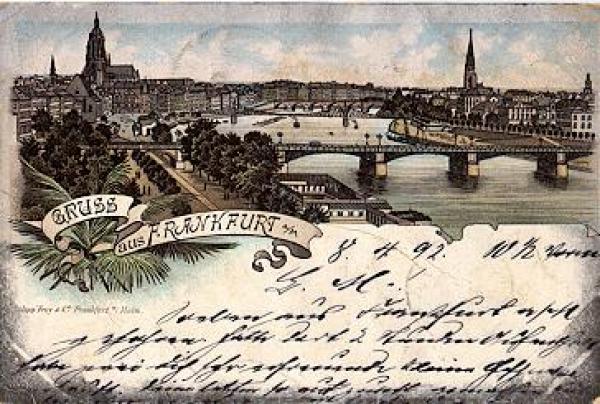 Frankfurt Main Litho o April 9, 1896 Bahnpost Eisenach - Frankfurt Train No. 3