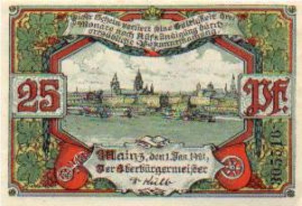 Mainz, city emergency money, value 50 pfennigs 1921