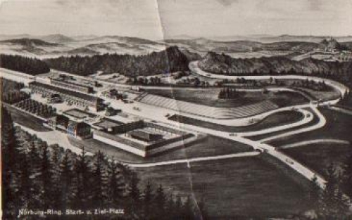 Adenau Nürburg-Ring Autorennstrecke Start- u. Zielplatz *ca. 1940