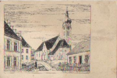 92715 Puchersreuth Parrkirche artist card o 1912 post office stamp