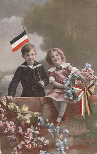 Children, WWI Patriotika black-white-red used December 25, 1916