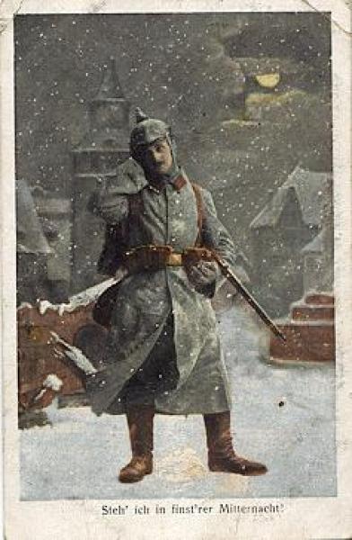 WWI, German soldier in the dark night o 3.3.1916