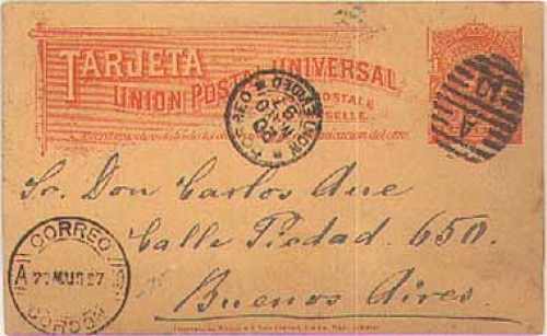 Uruguay postal stationery 2 Centimos o May 20, 1897