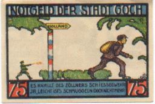 47574 Goch Städtenotgeld Wert 75 Pfennige Nr. 3, 1921