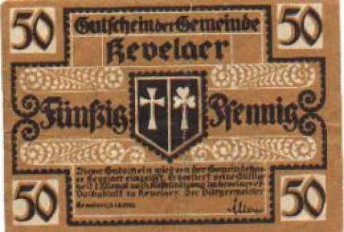 47612 Kevelaer Städtenotgeld 50 Pfennige 1921