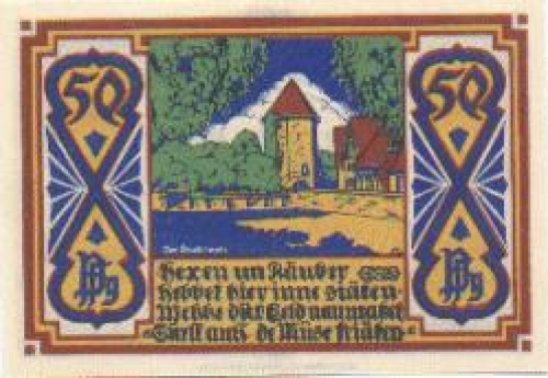 Osnabruck city emergency money 50 pfennigs Bockturm, 1921