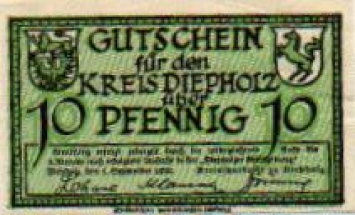 49356 Diepholz city emergency money 10 pfennigs 1920