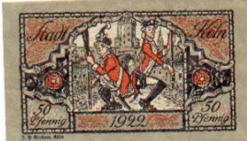 Köln Städtenotgeld Wert 50 Pfennige 1922