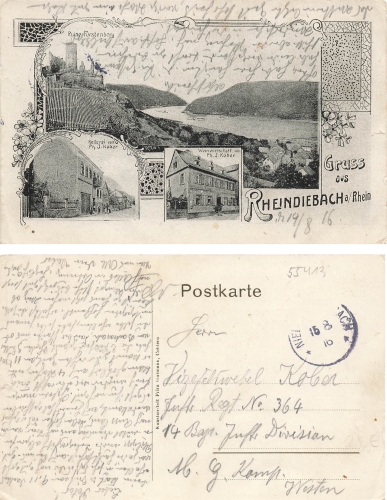 55413 Rheindiebach Weinwirtschaft Kober o 15.8.1916