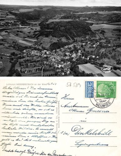 56589 Niederbreitbach an der Wied Luftbild o 13.8.1954