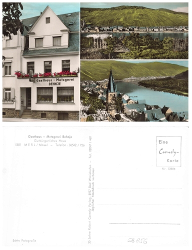 56856 Merl Mosel Gasthaus Metzgerei Behnje um 1960