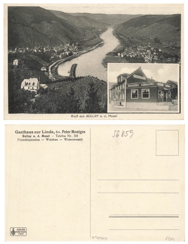 56859 Bullay Mosel Gasthaus zur Linde * um 1920