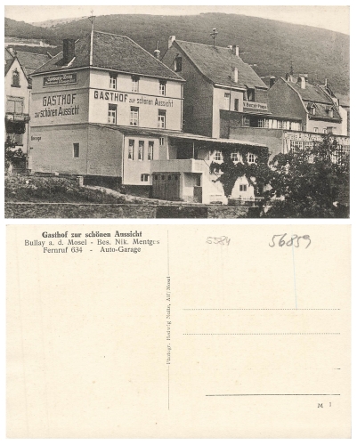 56859 Bullay Mosel Inn with a beautiful view around 1920