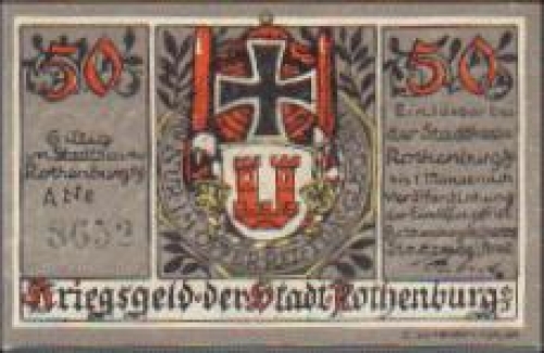 91541 Rothenburg Tauber city emergency money 50 Pfennig 1921