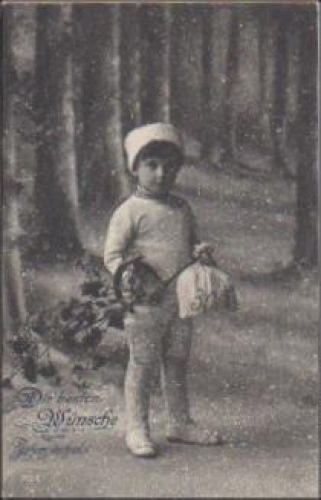 Child in the Snow, Series No. 7036, New Years Card, gebr. December 31, 1915