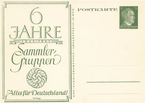 6 years collector groups private postal stationery 5 Pfennig Hitler PP155C3 *
