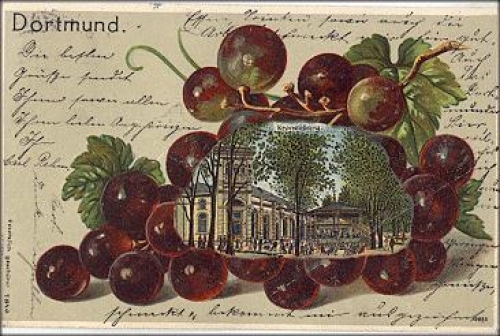 Dortmund Kronenburg Weintrauben Obst Prägelitho o 17.3.1905