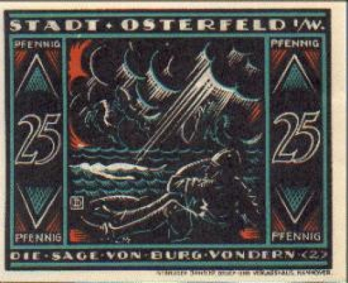 46100 Osterfeld Städtenotgeld Sage von Burg von der Dern Wert 25 Pfennig, Nr. 2, 1921