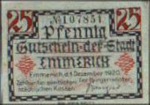 46468 Emmerich city emergency money worth 25 pfennigs 1920