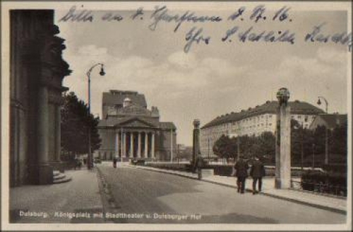 Duisburg, Königsplatz with city theater and Duisburger Hof gebr. 4.6.1929