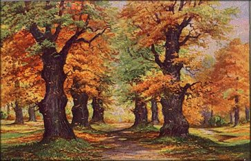 Autumn artist card Walte Hoy, * approx. 1920