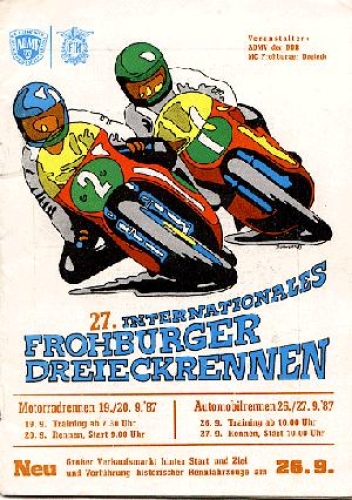 Frohburg Triangle Race Motorbike Race 27th International 19.9.1987 program booklet