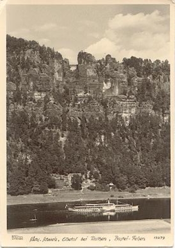 Elbdampfer "Dresden" bei Rathen o 1.6.1957 Verlag Hahn-Foto13279