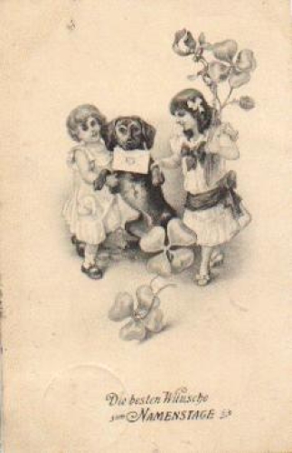Tiere, Animals, Hund, dogs, Dackel, Dachshund, Kinder, Namenstag, o 18.09.1914 