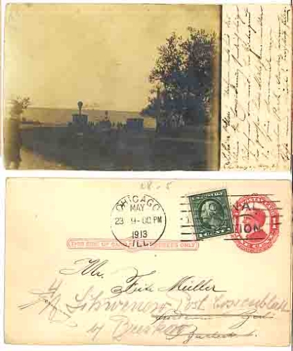 Illinois Chicago private postal stationery with additional franking to Beeskow o 23.9.1913