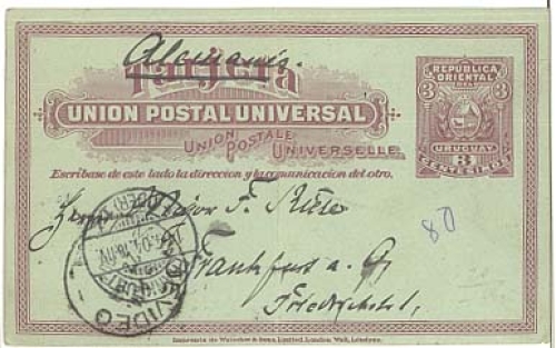 Uruguay Ganzsache o 14.4.1904 nach Frankfurt Oder