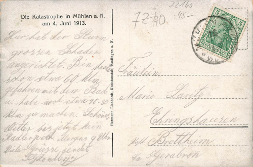72160 Muehlen Horb am Neckar Katastrophe am 1913