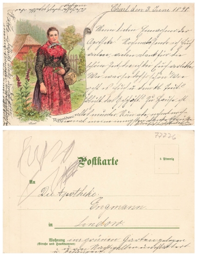 77776 Rippoldsau Schwarzwald Frau in Tracht o 3.6.1898