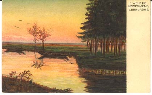 Worpswede artist card sig. S. Wencke evening rest * approx. 1900