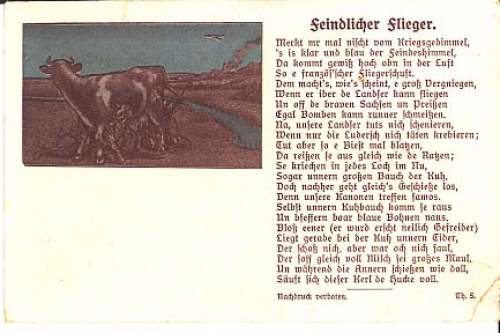 enemy aviators humor poem WW1 with cow * ca.1916