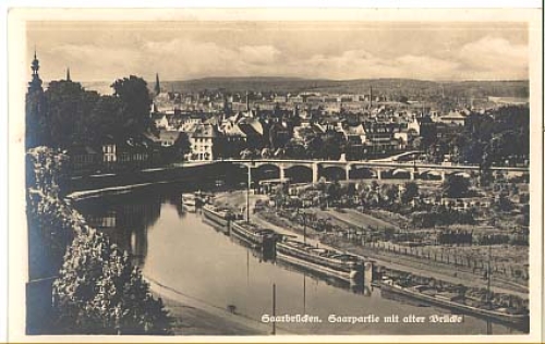 Saarbrücken Saar party with barges * ca.1940