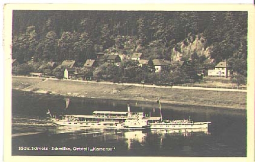 Elbe steamer "Meissen" in front of Schmilka Cameroon around 1959