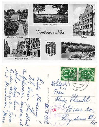 83308 Trostberg Alz Allied censorship 185 Z1 o August 13, 1952