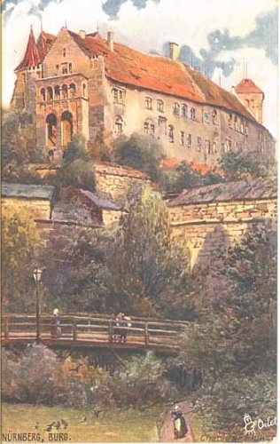 Nürnberg Burg artist card Tucks Oilette 612 B, o 21.6.1928 signed. Charles F. Flower